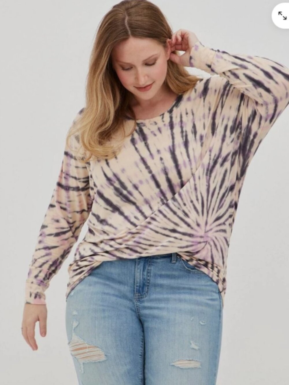 Torrid relaxed fit super soft crew neck dolman tie dye tee size 4